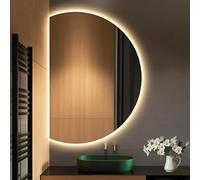 Xxbbyubo Specchio da Bagno Semicerchio Moderno LED, Antiappannamento Intelligente Dimmerabile Specchio da Trucco, senza Cornice Grand 120/130cm(Left Cut,51x35in)