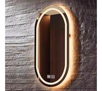 Xxbbyubo Specchio da Parete Decorativi senza Cornice 80x50cm, Specchio da Bagno Ovale con Illuminazione a LED, Specchio Cosmetico Antiappannamento, 3 Colori di Luce(70x120cm)