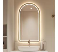 Xxbbyubo Specchio da Parete Decorativo con Bordo Nero, Antiappannamento ad Arco Specchio da Bagno con 3 Colori Dimmerabile, Smart Touch Butto(Gold,24x36In)