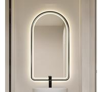 Xxbbyubo Specchio da Parete Decorativo con Bordo Nero, Antiappannamento ad Arco Specchio da Bagno con 3 Colori Dimmerabile, Smart Touch Butto(Black,20x32In)