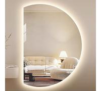 Xxbbyubo Specchio da Parete di Dimmerabile 3 Colori, 120/130cm Specchio a Mezza Luna Anti-Appannamento per Bagno, Retroilluminato per la Rasatura del Trucco(Left cut,120cm)