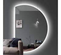 Xxbbyubo Specchio da Parete Illuminato a LED, 3 Colori Specchio da Bagno Anti-Appannamento con Interruttore Tattile, 90-130cm Semicerchio Retroilluminato(Right semicircle,43"/110cm)