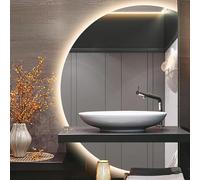 Xxbbyubo Specchio da Parete LED Retroilluminato, 130x90cm Semicerchio Specchio Decorativo con Luce, Dimmerabile/Anti-Appannamento, 120x80cm senza Cornice(Left semicircle,35x24inch)