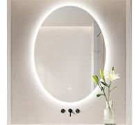 Xxbbyubo Specchio da Parete Moda Ovale 90cm, Moderno LED Anti-Nebbia Specchio Vanity con Luce, senza Cornice Dimmerabile Specchi Decorativi per Bagno Camera da Letto Trucco(20 * 28in)