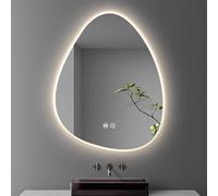Xxbbyubo Specchio da Trucco da Bagno con Luce, Antinebbia Irregolare Specchio da Parete Retroilluminato, a Forma di Goccia d'Acqua, 3 Colori Dimmerabile(60 * 80cm)