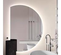 Xxbbyubo Specchio da Trucco LED Dimmerabile, 3 Colori Semicerchio Specchio da Bagno Antiappannamento, Interruttore Tattile, senza Cornice per Decorazioni Casa(Cut left,100cm)