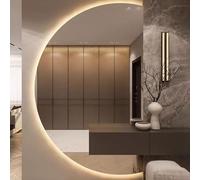 Xxbbyubo Specchio da Trucco Retroilluminato, 100/120cm Semicerchio Dimmerabile Specchio da Parete con 3 Colori di Luce, Intelligente Anti-Nebbia, Controllo Tattile(Cut right,39x28inch)