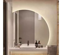 Xxbbyubo Specchio da Trucco Retroilluminato 80cm Semicerchio, Moderno Antiappannamento Specchio da Bagno 100cm senza Cornice, Dimmerabile 3 Colori(Left Under Cut,32in)