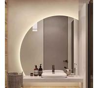 Xxbbyubo Specchio da Trucco Retroilluminato 80cm Semicerchio, Moderno Antiappannamento Specchio da Bagno 100cm senza Cornice, Dimmerabile 3 Colori(Right Under Cut,28in)