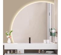 Xxbbyubo Specchio da Trucco senza Cornice a Parete, Dimmerabile 3 Colori Illuminato, Antiappannamento, Semicerchio LED Specchio Decorativo Retroilluminato(Right Under cut,40")