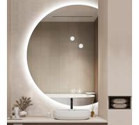 Xxbbyubo Specchio Decorativo Grand Retroilluminato, Specchio da Bagno da Trucco Dimmerabile Semicerchio, Intelligente Anti-Appannamento, Antideflagrante(Right Cut,110 * 70cm)