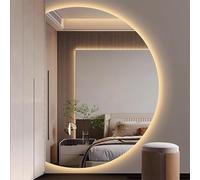 Xxbbyubo Specchio Intelligente HD Led a 3 colori Dimmerabile Semicerchio Specchio da Trucco Antinebbia Specchio a Figura Intera a Mezza Luna 130x90cm(Right,90cm)