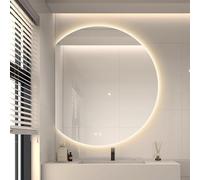 Xxbbyubo Specchio LED da Bagno 90x80cm, Specchio da Parete Semicerchio 100x90cm con Interruttore Tattile, 3 Colori Dimmerabile, senza Cornice, Antiappannamento(Left cut,24x28inch)