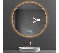 Xxbbyubo Specchio Rotondo con Luce, 110cm Grand senza Cornice Specchio da Parete Anti-Nebbia, 3 Colori Specchio da Trucco Dimmerabile con Interruttore Tattile(Dia 60cm/24)