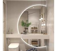 Xxbbyubo Specchio Semicerchio a LED Illuminato, Specchio da Bagno da Parete con Anti-Nebbia, 3 Colori Dimmerabile Retroilluminato con Interruttore Tattile(Left semicircle,39"x28")