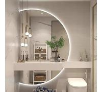 Xxbbyubo Specchio Semicerchio a LED Illuminato, Specchio da Bagno da Parete con Anti-Nebbia, 3 Colori Dimmerabile Retroilluminato con Interruttore Tattile(Right semicircle,47"x32")