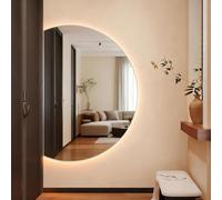 Xxbbyubo Specchio Semicerchio da Bagno a LED, Mezza Luna Anti-Appannamento Specchio da Trucco senza Cornice, 3 Colori Retroilluminato Dimmerabile(Left Cut,35"*24")