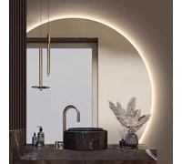 Xxbbyubo Specchio Semicerchio LED Irregolare 80cm, Intelligente Anti-Nebbia Specchio da Trucco 100cm con Interruttore Tattile, Dimmerabile 3 Colori Illuminato(Left Under Cut,40"*40")