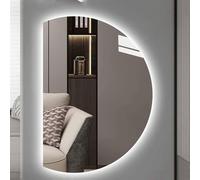 Xxbbyubo Specchio Semicerchio Moderno a LED Illuminato, Specchio da Bagno con Antiappannamento, 3 Colori Intelligente Dimmerabile, con Interruttore Tattile(Left Cut,43"L x 28" W)