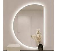 Xxbbyubo Specchio Vanity a LED Illuminato, Moda Semicerchio senza Cornice Specchio da Parete 100/120/130cm, Retroilluminato, Dimmerabile, Anti-Nebbia(Left half,47"x32")