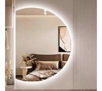 Xxbbyubo Specchio Vanity da Parete a Mezza Luna Grand 90/100/110/120/130cm, Specchio da Bagno Semicerchio con Retroilluminato, Dimmerabile, Antiappannamento(Left Cut,120cm)