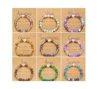 XXCLW 12 costellazione cristallo perline braccialetti per le donne uomini pietra naturale fatto a mano cancro Vergine Leo braccialetto energia amicizia gioielli, Misura unica, Agata