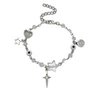 XXCLW 2/1 pz Tredny Y2K Coppia Bracciali Ragazza Corrispondenza Bracciali Who Really Cares Album Perline Braccialetto Gioielli Regalo, Misura unica, Agata