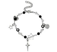 XXCLW 2/1 pz Tredny Y2K Coppia Bracciali Ragazza Corrispondenza Bracciali Who Really Cares Album Perline Braccialetto Gioielli Regalo, Misura unica, Agata