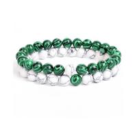 XXCLW 2 pz/set braccialetto coppie distanza nero bianco pietra naturale lava occhio di tigre perline yoga per gli uomini donne corda elastica gioielli regalo, Misura unica, 19 cm - 8 mm - 15, Agata