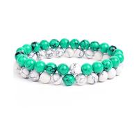 XXCLW 2 pz/set braccialetto coppie distanza nero bianco pietra naturale lava occhio di tigre perline yoga per gli uomini donne corda elastica gioielli regalo, Misura unica, 19 cm - 6 mm - 25, Agata