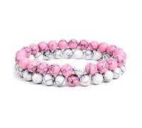 XXCLW 2 pz/set braccialetto coppie distanza nero bianco pietra naturale lava occhio di tigre perline yoga per gli uomini donne corda elastica gioielli regalo, Misura unica, 17 cm, 6 mm, Agata