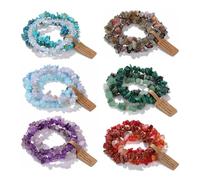 XXCLW 3 pz/set Natural Crystal Gem Stone Bracciale 5-8mm Ametiste irregolari Acquamarina Chips Perline Bracciali Donne Uomini Gioielli Elastico, Misura unica, 19 cm, tipo 13, Agata