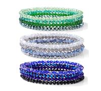 XXCLW 4 Pz/set Shinning Perline di Cristallo Braccialetto Elastico Boemia Sfaccettato Colorato Cristallo di Vetro Perline Braccialetti Set Per Le Donne, Misura unica, 19 cm_No.16, Agata