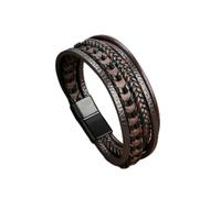 XXCLW Bracciale da uomo classico in pelle nuovo stile intrecciato a mano multistrato combinazione accessorio moda uomo gioielli, Misura unica, 23 cm_E2, Agata