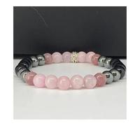 XXCLW Bracciale in tormalina nera, ematite, quarzo rosa e lepidolite, per depressione, ansia, protezione, empath, Misura unica, Agata
