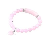 XXCLW Braccialetto con pietre naturali e cristalli rosa, per donne e ragazze, con cuore e perline di quarzo