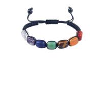 XXCLW Braccialetto da donna con perline quadrate 7 chakra, con pietre di cristallo, regolabile, per meditazione, rilassamento, ansia, da donna, Misura unica, Agata