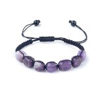 XXCLW Braccialetto da donna con perline quadrate 7 chakra, con pietre di cristallo, regolabile, per meditazione, rilassamento, ansia, da donna, Misura unica, Agata