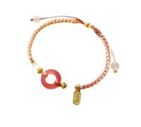 XXCLW Braccialetto da donna in acciaio intrecciato a mano con fibbia in stile etnico cinese, regalo dell'amicizia, Misura unica, Agata