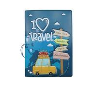 XXCLW Carino Accessori Da Viaggio Porta Passaporto PVC 3D Stampa In Pelle Uomini Viaggio Della Copertura Del Passaporto Caso, Blu, Taglia unica