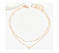 XXCLW Collana girocollo vintage con perle per le donne alla moda a doppio strato catena piccolo ciondolo cuore collana gioielli regalo, Misura unica, Agata