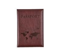 XXCLW Custodia in pelle PU per carte di credito, semplice e alla moda, per passaporto, sottile, da viaggio, portafoglio, Rosso vinaccia, Taglia unica