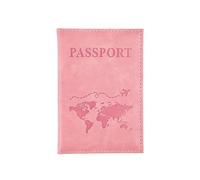 XXCLW Custodia in pelle PU per carte di credito, semplice e alla moda, per passaporto, sottile, da viaggio, portafoglio, rosa, Taglia unica