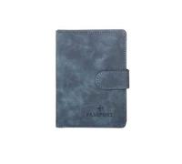 XXCLW Custodia per passaporto in pelle, impermeabile, da viaggio, per carte di credito, carino, per passaporto, per donne/uomini, con fibbia per passaporto, B blu scuro., Taglia unica