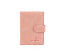 XXCLW Custodia per passaporto in pelle, impermeabile, da viaggio, per carte di credito, carino, per passaporto, per donne/uomini, con fibbia per passaporto, B rosa, Taglia unica