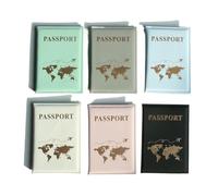 XXCLW Custodia per passaporto, porta passaporto, organizer con mappa del mondo, custodia protettiva per carte di credito, documenti d'identità, passaporto, portafoglio, Azzurro, Taglia unica