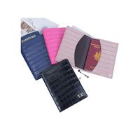 XXCLW Lettere personalizzate in rilievo in pelle di coccodrillo porta passaporto copertina uomo viaggio d'affari portafoglio passaporto, Verde scuro, Taglia unica