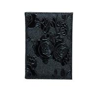 XXCLW Moda Peonia Solido Della Copertura Del Passaporto per Le Donne di Viaggio Del Passaporto Caso di Cuoio Squisito Del, Nero , Taglia unica