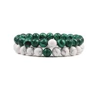 XXCLW Set Bracciale Coppie Distanza Nero Bianco Pietra Lavica Naturale Occhio di Tigre Perline Yoga Bracciali Per Gli Uomini Donne Corda Elastica Gioielli, Misura unica, Agata