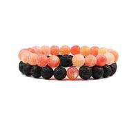 XXCLW Set Bracciale Coppie Distanza Nero Bianco Pietra Lavica Naturale Occhio di Tigre Perline Yoga Bracciali Per Gli Uomini Donne Corda Elastica Gioielli, Misura unica, Agata